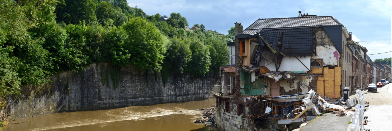 Maison détruite par les inondations à Pepinster